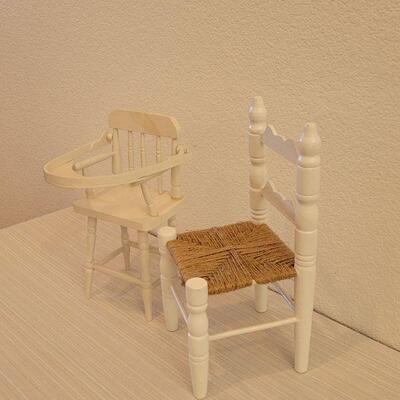 Lot 113: Vintage Doll Chair and Highchair 