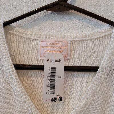 Lot 131: New PENDLETON Short Sleeve White Sweater size Large