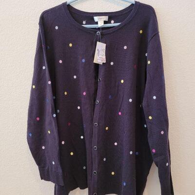 Lot 139: New CJ Banks Button Up Multicolored Polk a DotSweater 