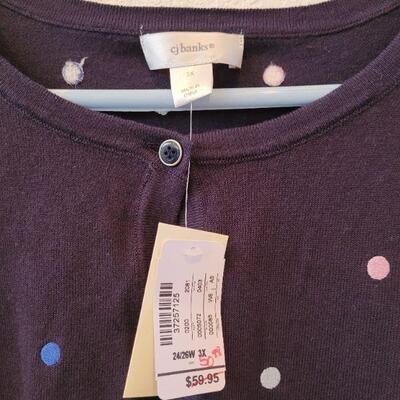 Lot 139: New CJ Banks Button Up Multicolored Polk a DotSweater 