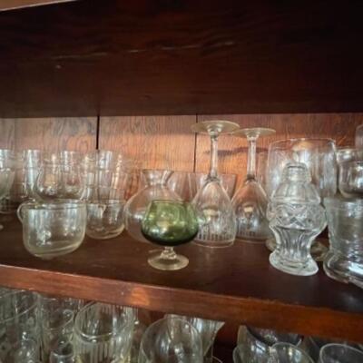 Lot 31DR. Assorted glassware, vintage and contemporary--$45