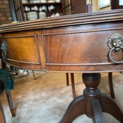 Lot 36DR. Round mahogany table (36 inches in diameter)---$150