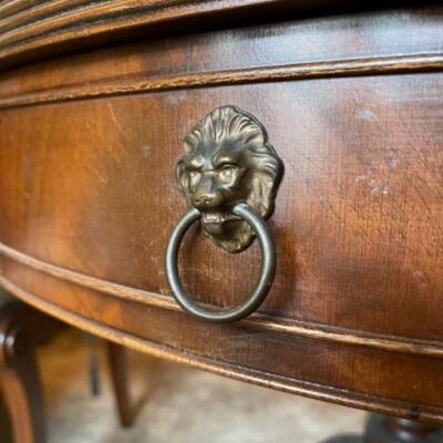 Lot 36DR. Round mahogany table (36 inches in diameter)---$150