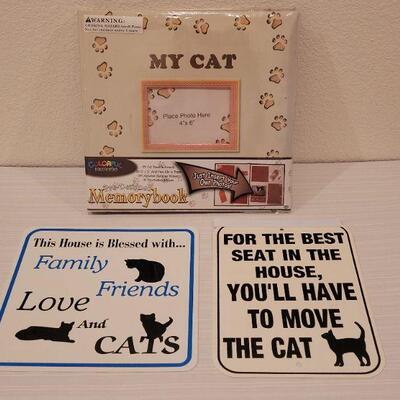 Lot 169: (2) Cat Signs and a Cat Memorybook