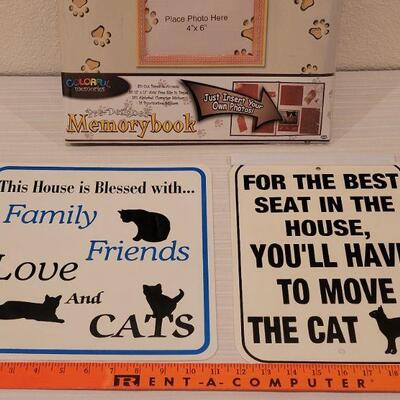 Lot 169: (2) Cat Signs and a Cat Memorybook
