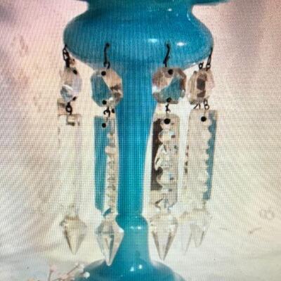 Antique  Handblown Blue Mantle Luster