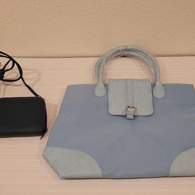 Lot 193: New Blue Purse and Leather Crossbody Wallet Purse