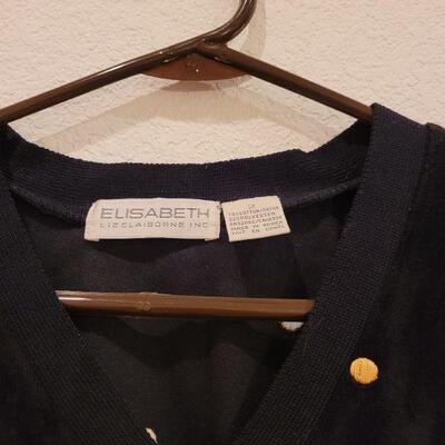 Lot 196: New Liz Claiborne Black Velour Top & Pants (polka dots are gold)