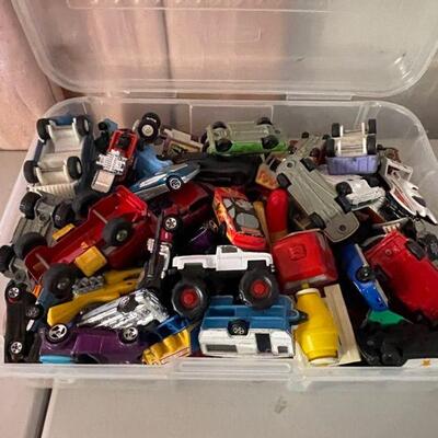 Bin of toy cars 