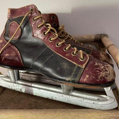 Antique leather ice skates