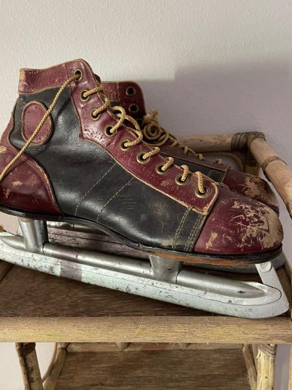 Antique leather ice skates