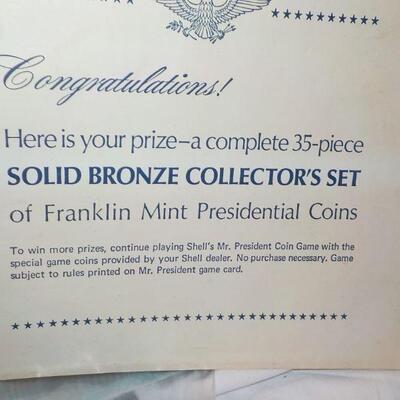 " 35- piece Solid Bronze Collector ' "Set of Franklin Mint President Coins".