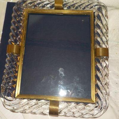 " Vintage solid Twisted Glass Table top Make up and jewelry Plate",