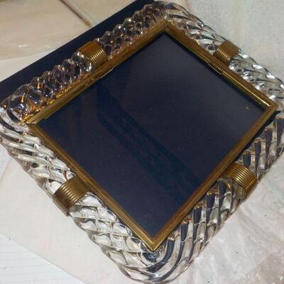 " Vintage solid Twisted Glass Table top Make up and jewelry Plate",