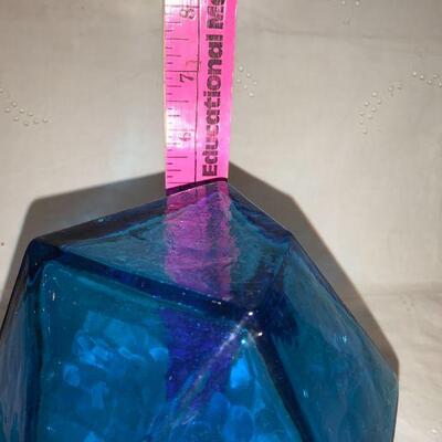 Mid Century Mod  Geometric Teal Blue Vase 