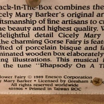 1980s Gorse Fairy Music Box - Rhapsody On A Theme by Paganini - Art by Cicely Mary Barker