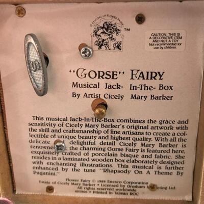 1980s Gorse Fairy Music Box - Rhapsody On A Theme by Paganini - Art by Cicely Mary Barker