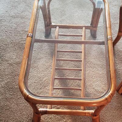 2 Bamboo Glass Top Tables