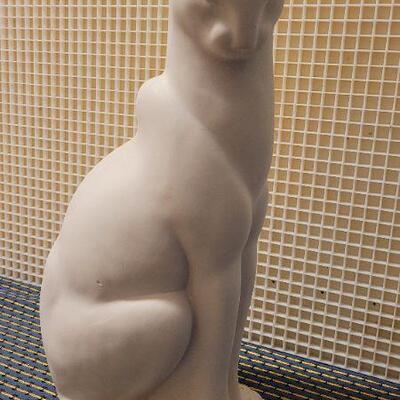 Lot 255: Vintage Chalk White Ceramic 18.5" Tall Cat Sculpture