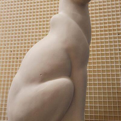 Lot 255: Vintage Chalk White Ceramic 18.5" Tall Cat Sculpture