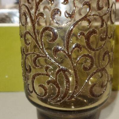 Vintage 12 oz High Ball Drinking glasses Set of 8 Tawny Smoke Brown Embossed Libbey marked (item #52)