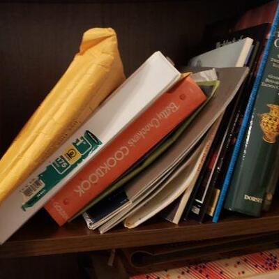 Dark Wood Wall Shelf with Books