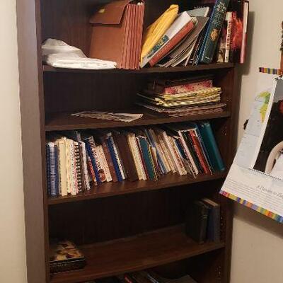 Dark Wood Wall Shelf with Books