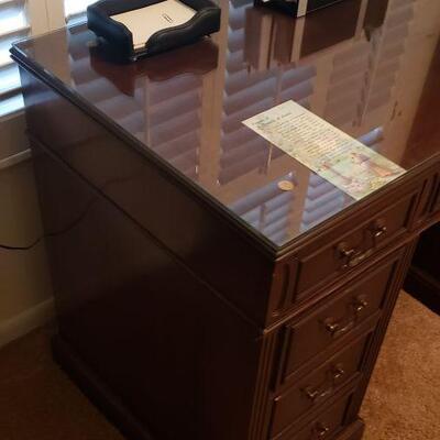 Small Wood Glass Top Desk