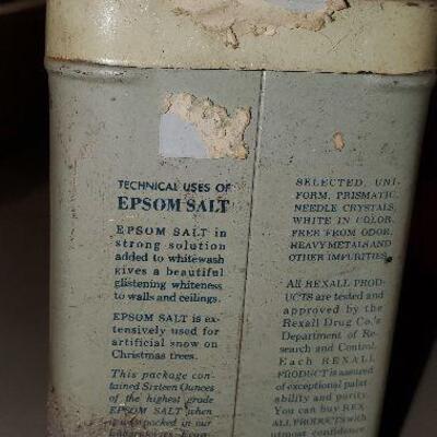 Vintage Rexall Epsom Salt Metal Tin with Lid (item #55)