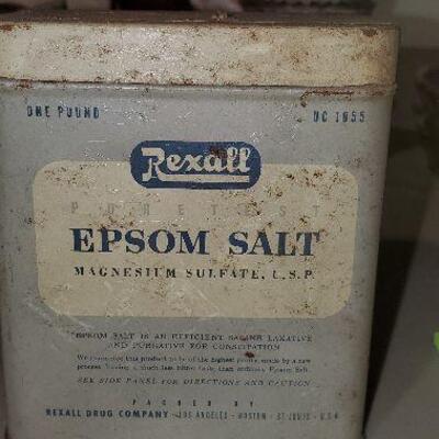 Vintage Rexall Epsom Salt Metal Tin with Lid (item #55)