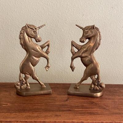 Pair of Brass Unicorns 