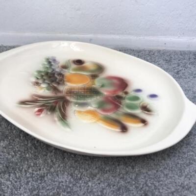 Lane & Co. Van Nuys California pottery platter T-13 c 1958 15” x 13” YD#022-0058