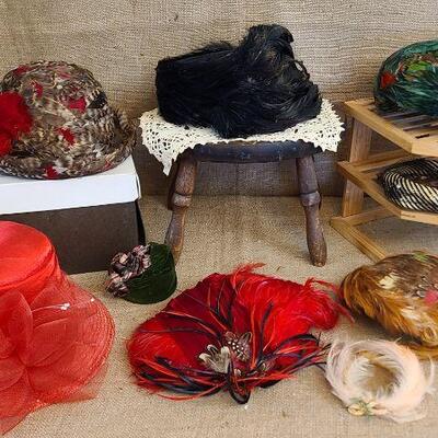 9 pc. lot. Vintage hats. Assorted styles. Most are feather