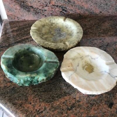 Lot of Three Vintage Marble Stone Ashtrays YD#022-0077