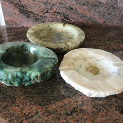 Lot of Three Vintage Marble Stone Ashtrays YD#022-0077