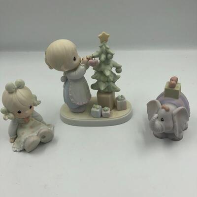 Box of 13 Precious moments figurines and various precious moments ornaments and collectors plate