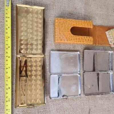 4 vintage cigarette cases and one matchbox