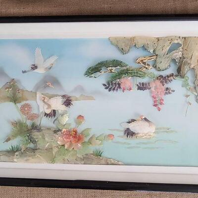 Beautiful Shadow box Asian abalone shell 3D art. 