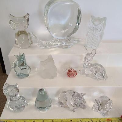 11 piece crystal/art glass figurines: Zanetti, Princess House Germany, ...