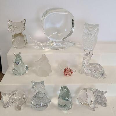 11 piece crystal/art glass figurines: Zanetti, Princess House Germany, ...