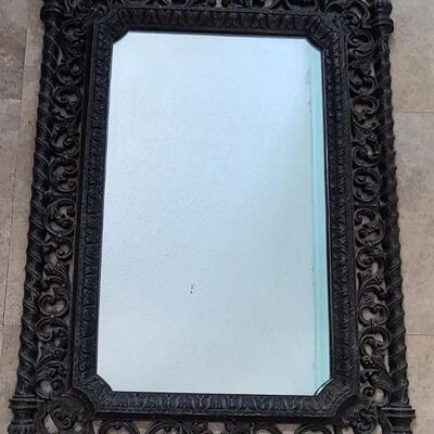 Vintage Homco black scroll mirror 1971