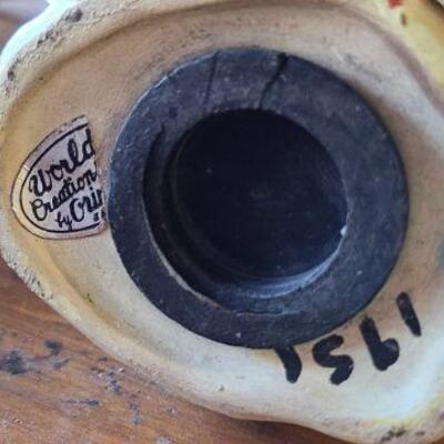 Adorable vintage cat figurine bank with natural fur accents. 1951