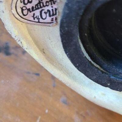 Adorable vintage cat figurine bank with natural fur accents. 1951