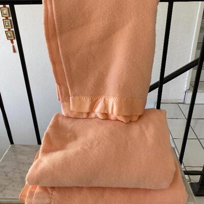 Set of 3 Peach Twin Size Blankets Satin Edge YD#022-0068