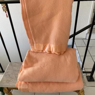 Set of 3 Peach Twin Size Blankets Satin Edge YD#022-0068
