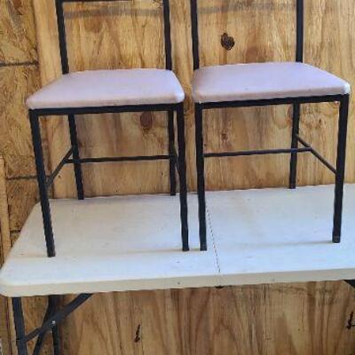 Pair of FurnitureLab Metal chairs with coffee cup motif