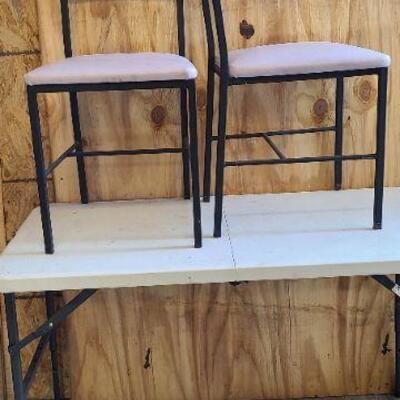 Pair of FurnitureLab Metal chairs with coffee cup motif