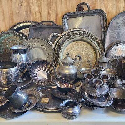HUGE assortment of silver plate items