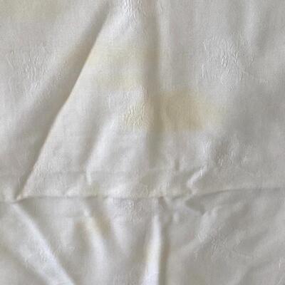 Vintage White Table Cloth Green and Red Apple Edge YD#022-0086