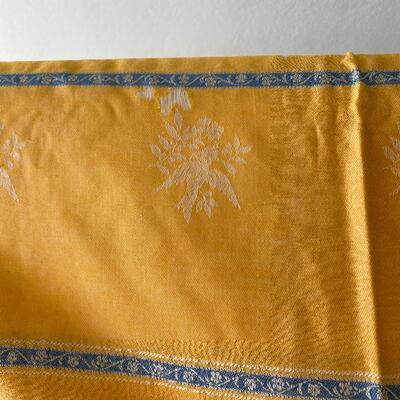 Vintage Blue & Yellow Bird Patterned Table Cloth YD#022-0076